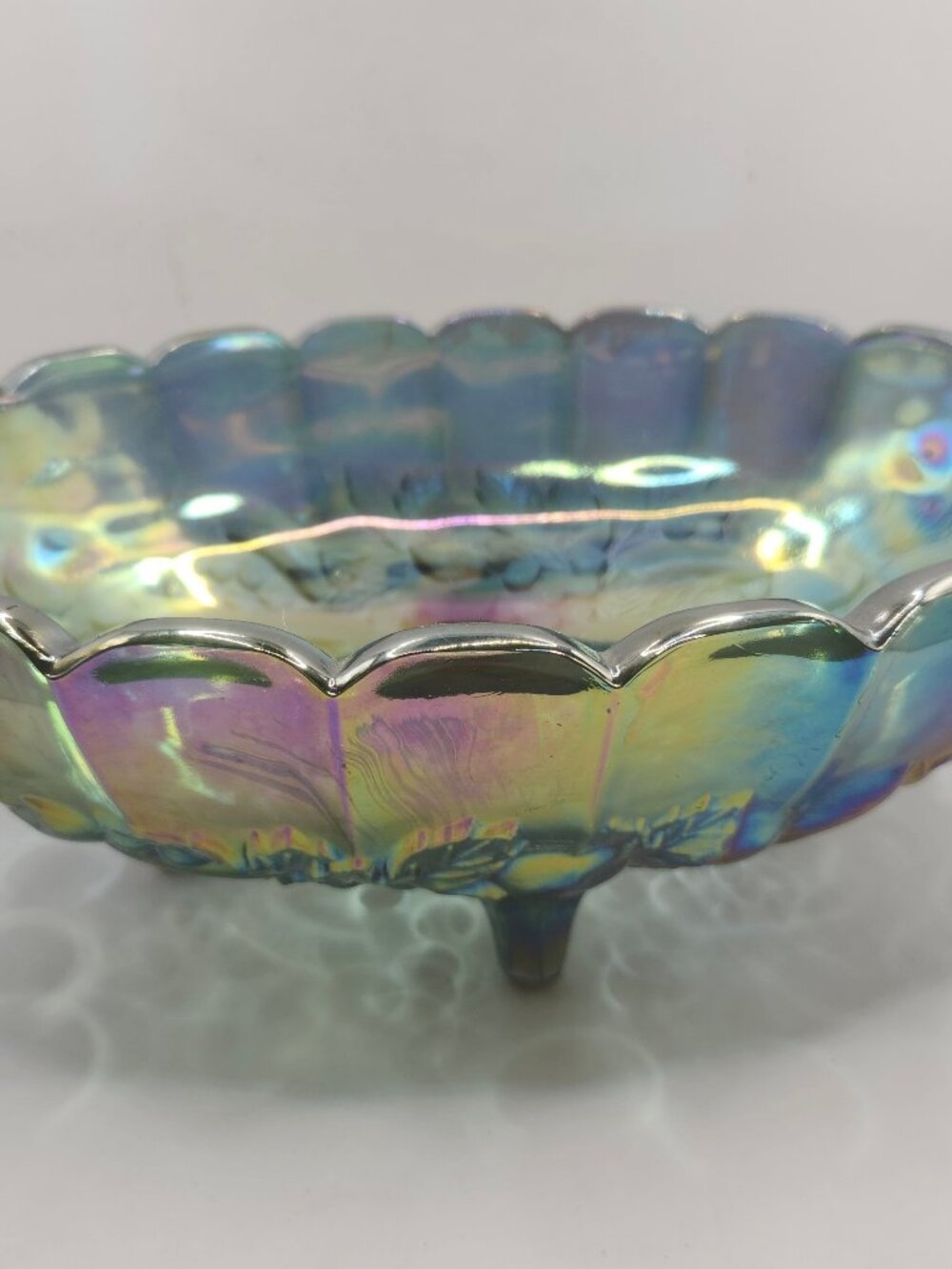 Vintage Indiana Glass Blue Carnival Glass Bowl